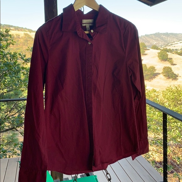 J Crew Dress Shirt Women’s Med Burgundy - Picture 1 of 4